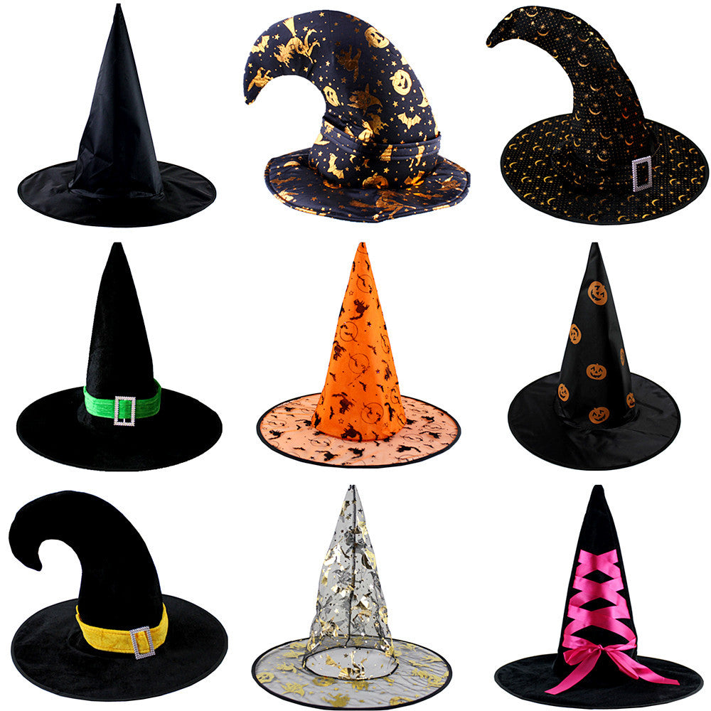 Chapeau de sorcière Halloween RENEOS noir à pointe, plusieurs modèles