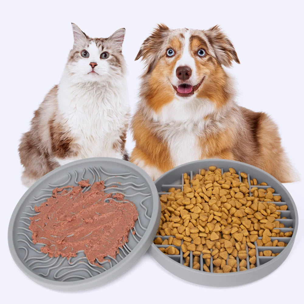 Tapis de léchage 2-en-1 pour chien et chat — Anti-glouton en silicone