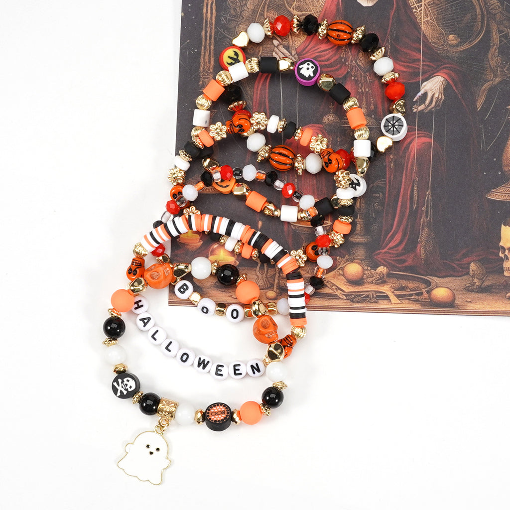 6-Piece Halloween Beaded Bracelet Set — Boo & Ghosts | RENEOS™