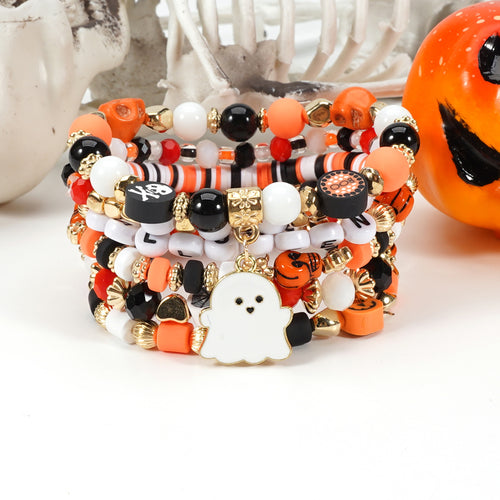 6-Piece Halloween Beaded Bracelet Set — Boo & Ghosts | RENEOS™