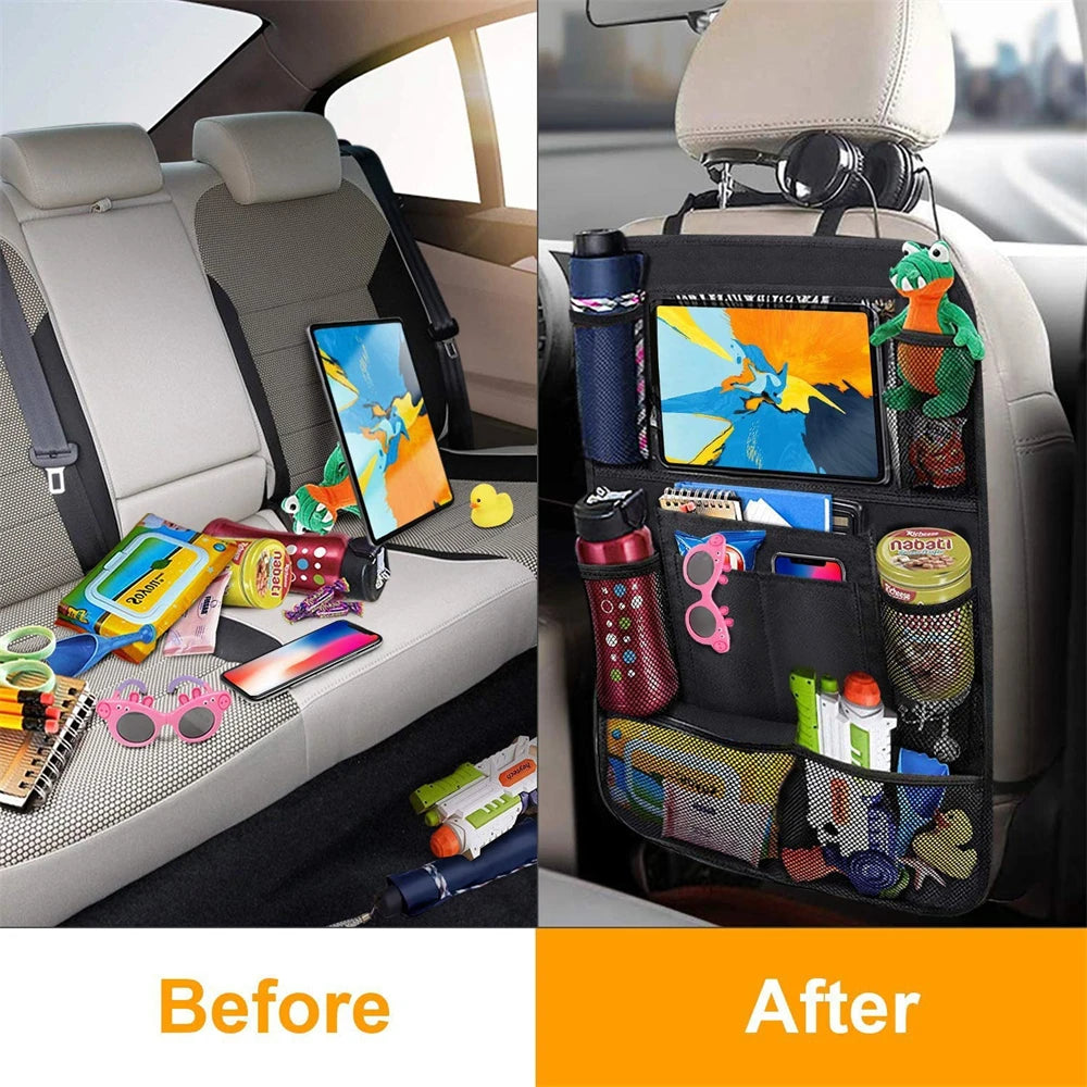 Car Back Seat Organizer — Storage with Tablet Holder