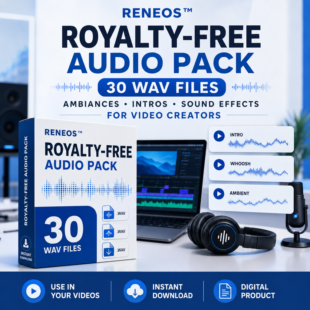 RENEOS™ Royalty-Free Audio Pack — 30 WAV Sounds for Video Creators