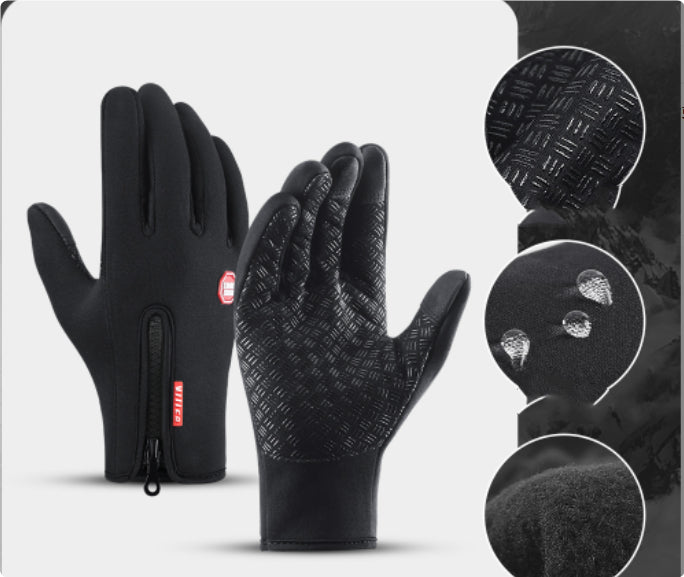 Black fleece-lined touchscreen gloves