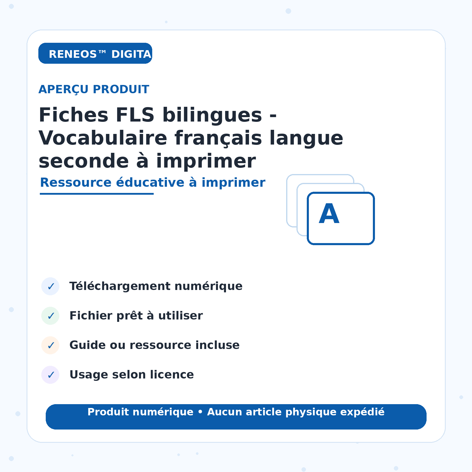 Aperçu visuel Fiches FLS bilingues RENEOS