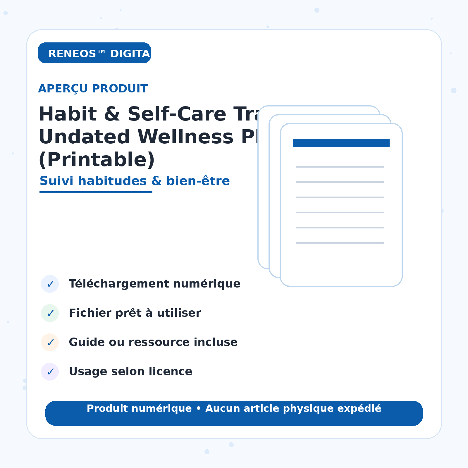Aperçu visuel Habit and Self-Care Tracker RENEOS