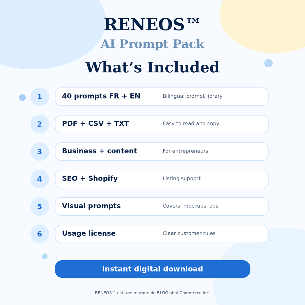 What is included in the RENEOS AI Prompt Pack