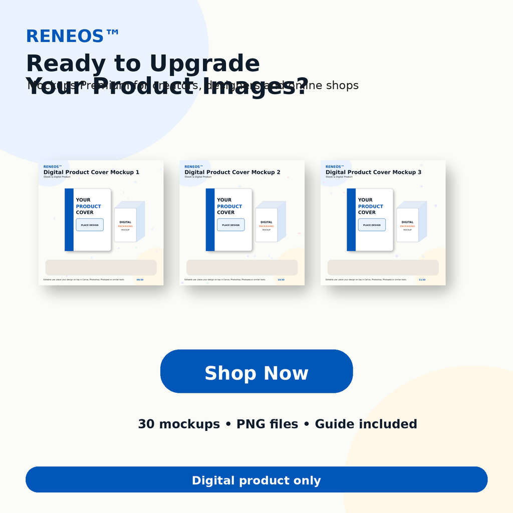 Shop now call to action for RENEOS Mockups Premium