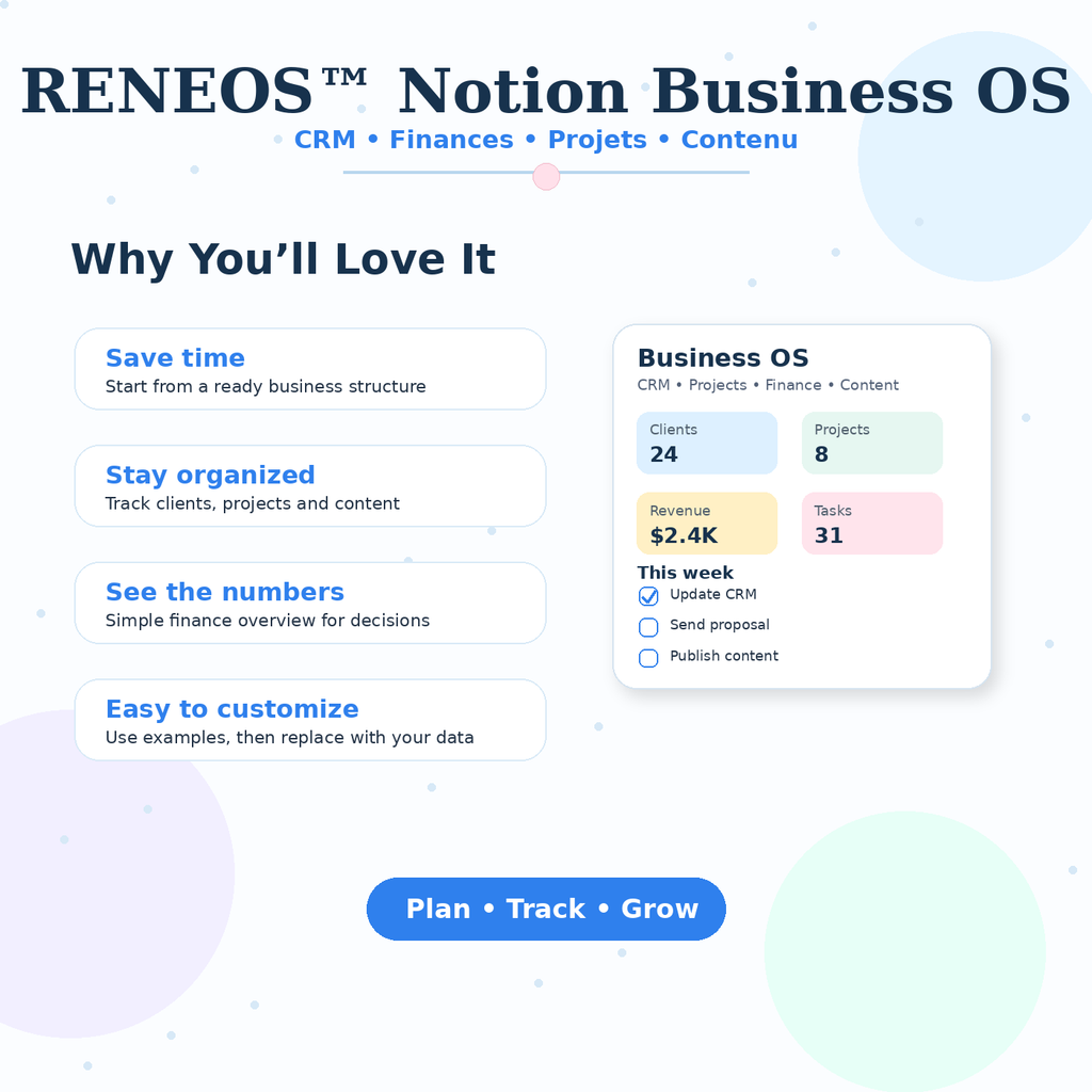 Benefits of the RENEOS Notion Business OS for entrepreneurs