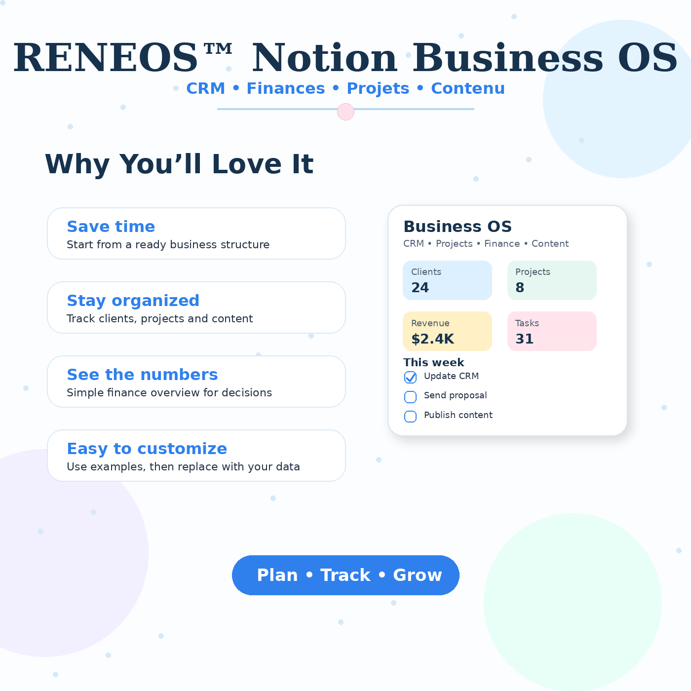 Benefits of the RENEOS Notion Business OS for entrepreneurs