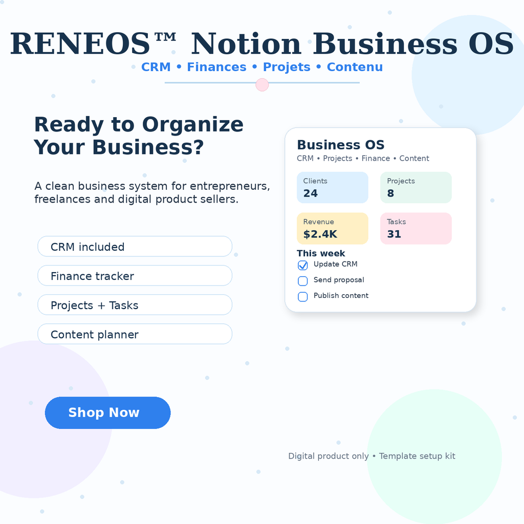 Shop now call to action for RENEOS Notion Business OS